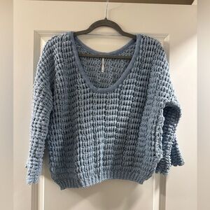 Free People Dusty Blue Scoop Neck Sweater